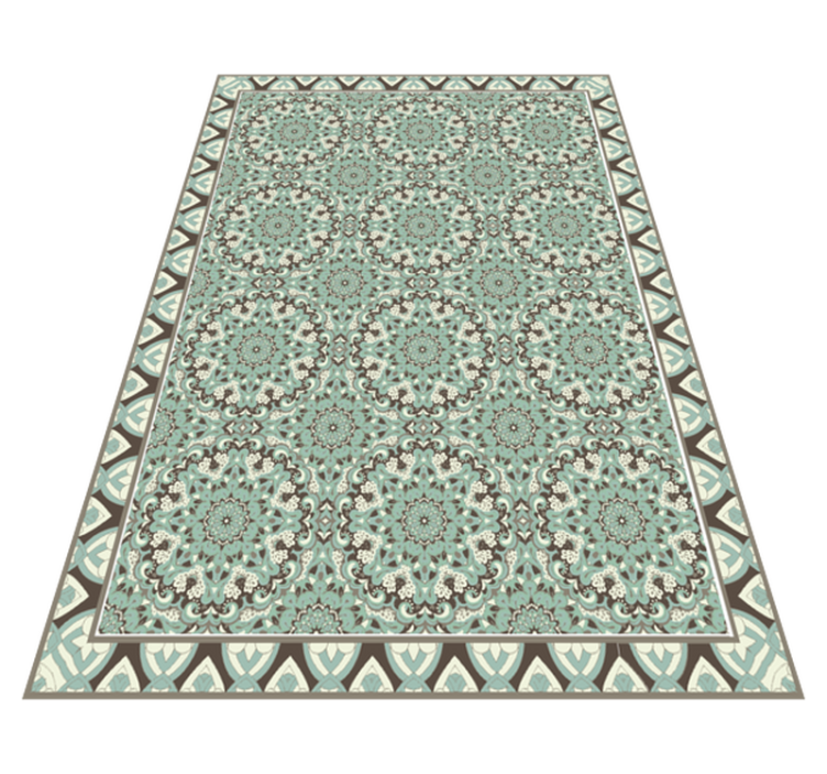 Floral tile pattern dining room vinyl rug - TenStickers