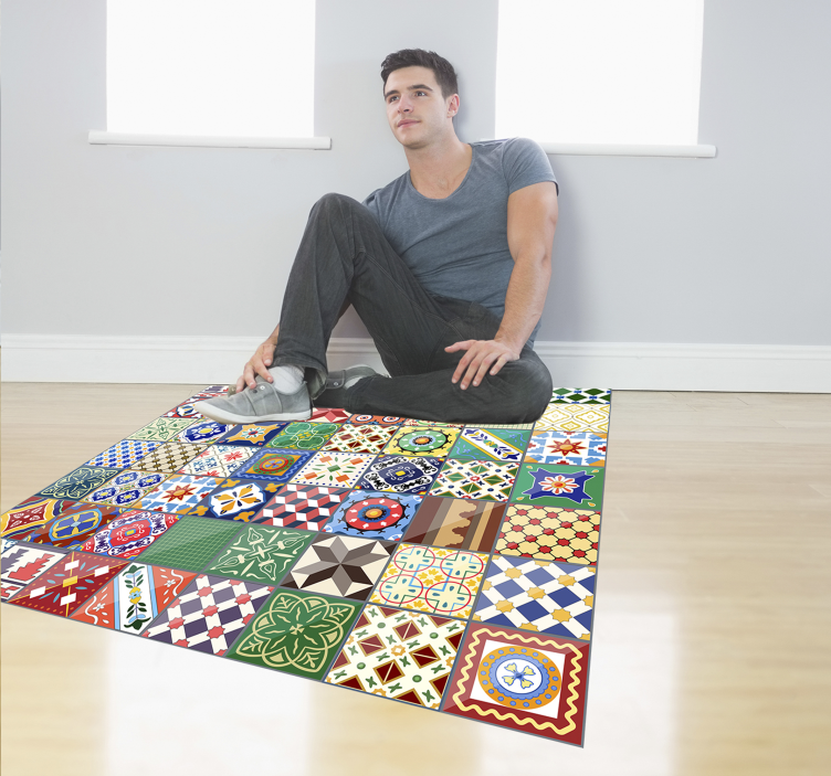 Original squared colorful vinyl rug - TenStickers
