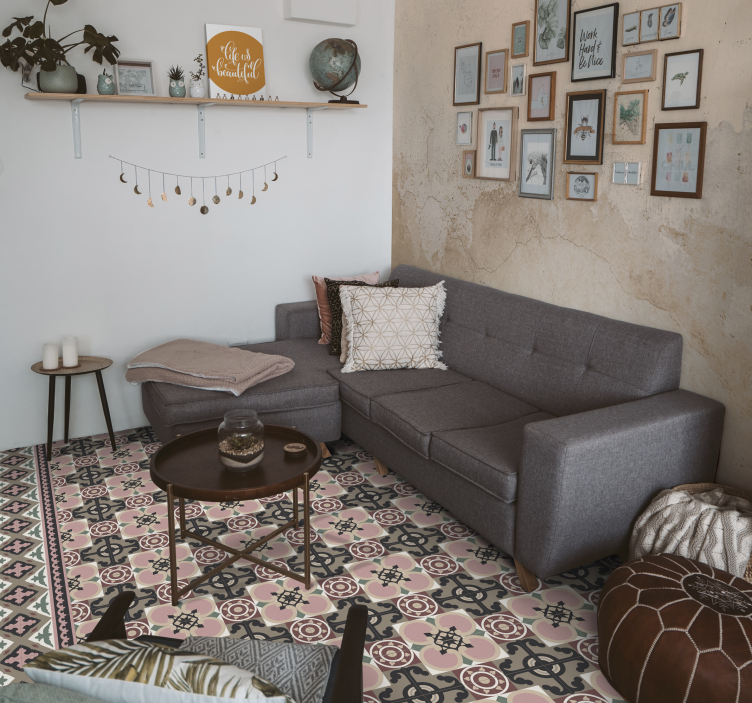 Retro Botanical Motif kitchen vinyl rug - TenStickers