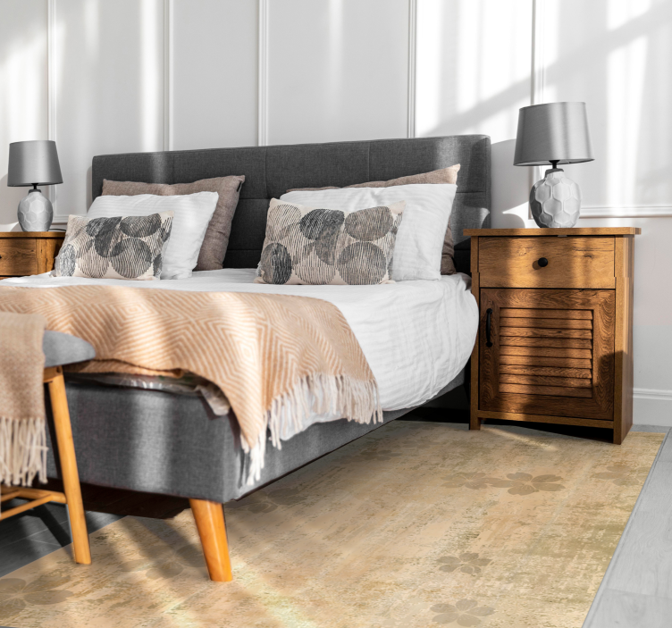 Subtle floral elegance living room vinyl rug - TenStickers