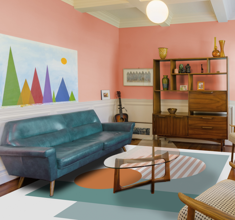 Sunny Geometric Circles modern vinyl rug - TenStickers