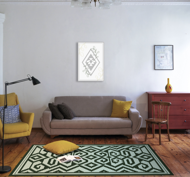 Green Geometric Patterns nordic vinyl rug - TenStickers