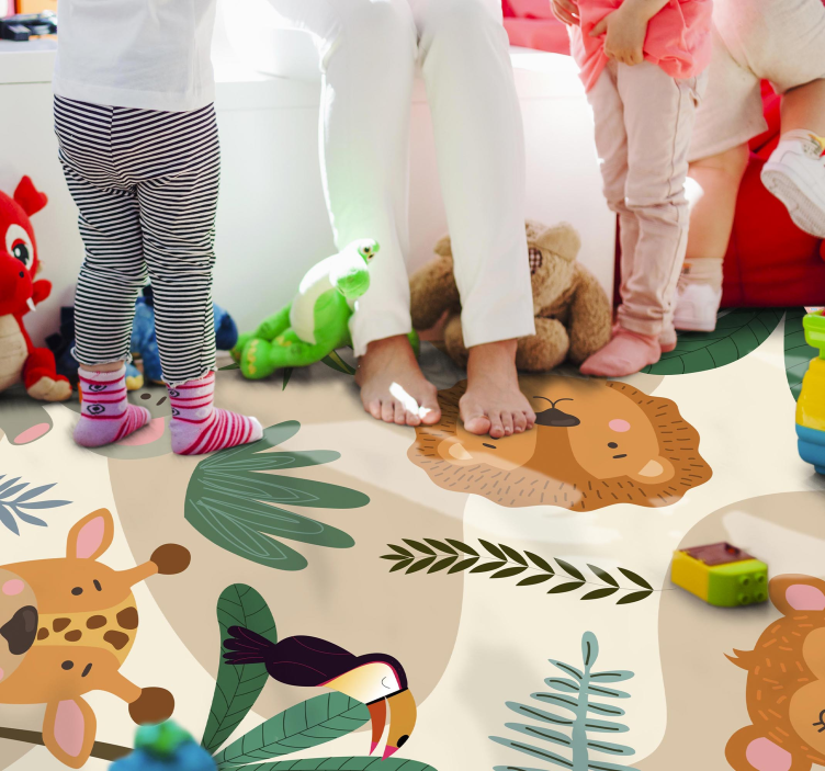 Kids nordic jungle animals kids vinyl rug - TenStickers