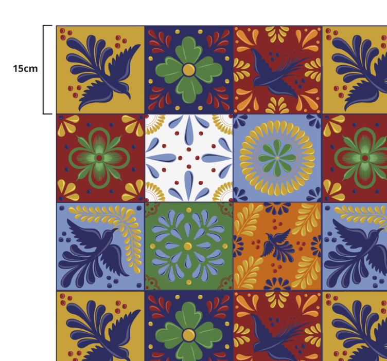 Colorful Mexican tile pattern kitchen vinyl rug - TenStickers