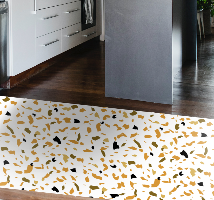 White and brown terrazzo texture vinyl rug - TenStickers