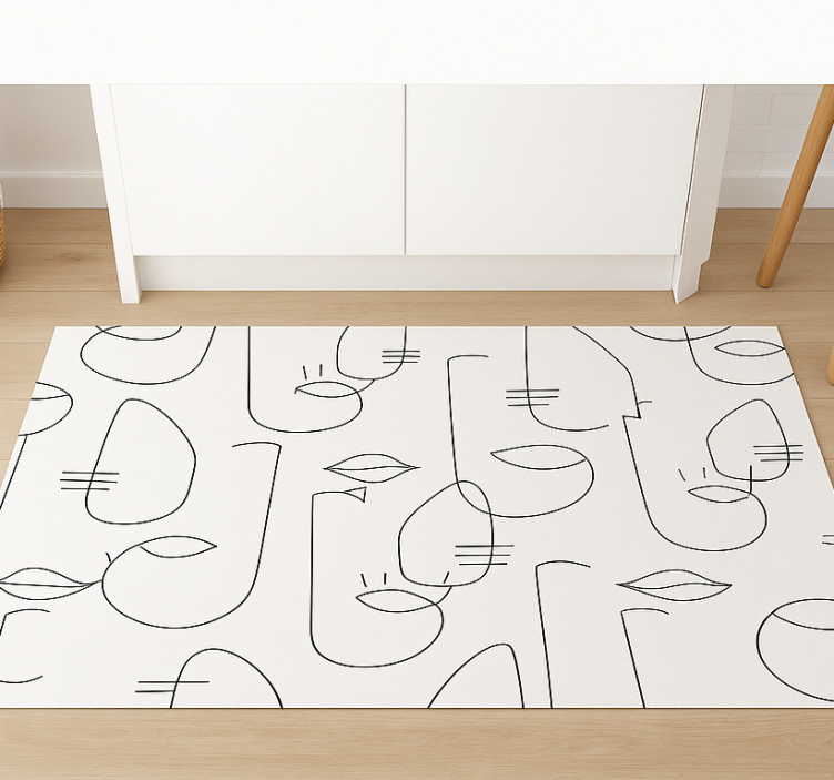 Abstract face parts kitchen vinyl rug - TenStickers