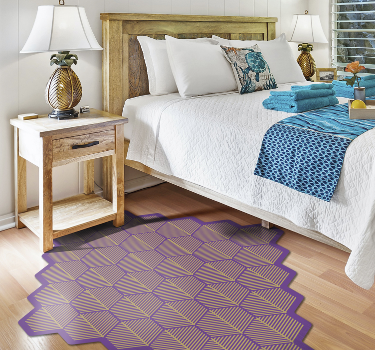 Abstract Purple Hexagons geometric vinyl rug - TenStickers