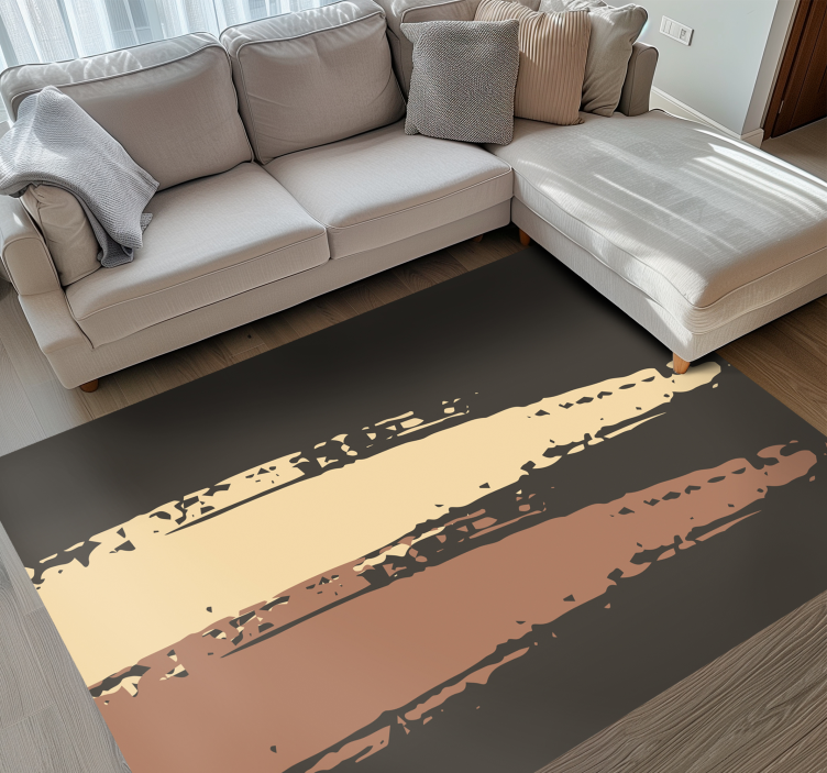 Abstract Textured Stripe brown vinyl rug - TenStickers
