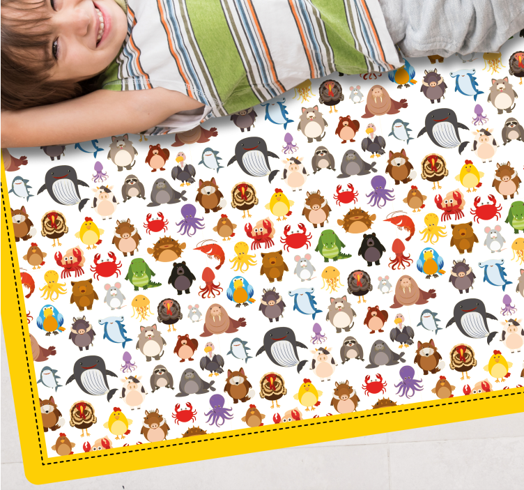 Adorable Animal Figures animal vinyl rug - TenStickers