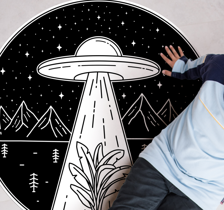 Alien Abduction Scene vinyl rug gaming - TenStickers