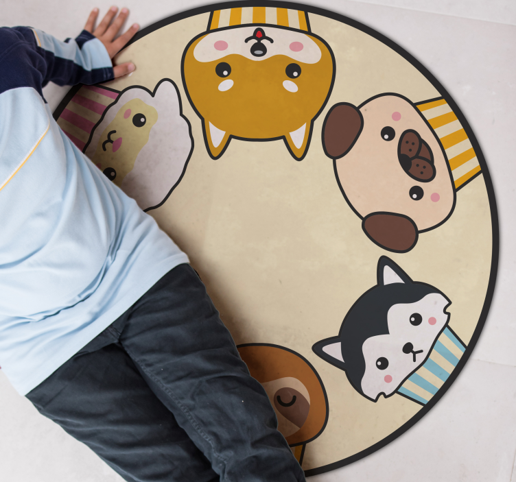 Anime animals circle animal rug - TenStickers