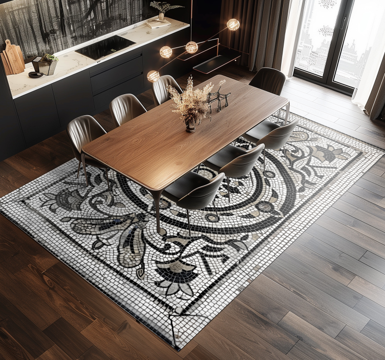 Art Nouveau design dining room vinyl rug - TenStickers