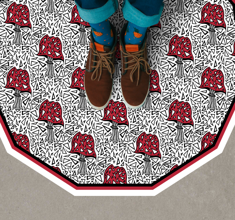 Artistic Mushroom Motif nature vinyl rug - TenStickers