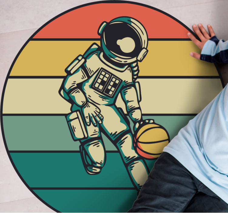 ASTRONAUT BASKETBALL PLAY vinyl rug gaming - TenStickers