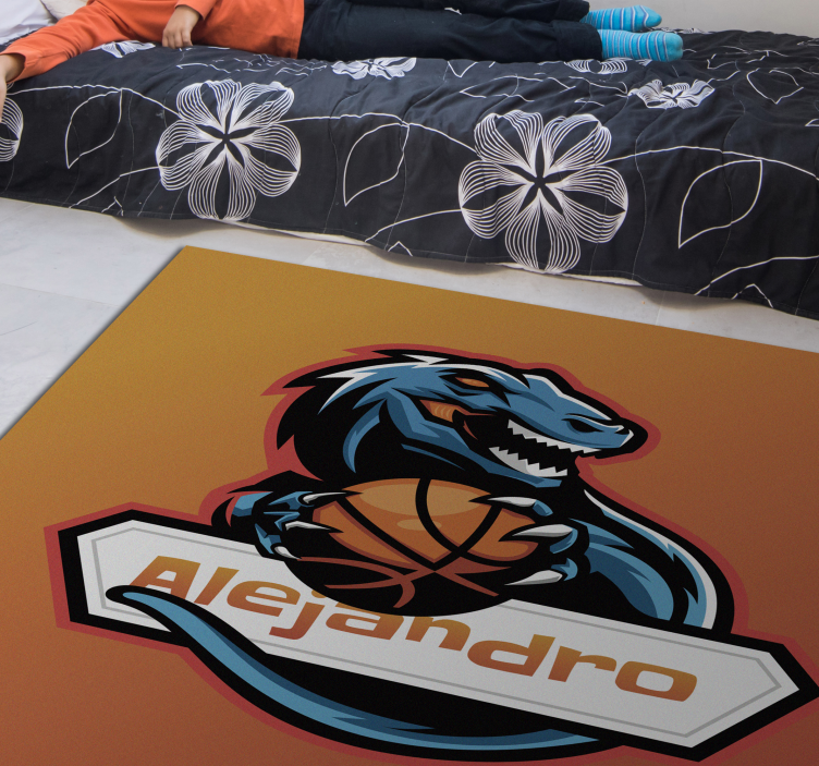 Basketball Dinosaur custom vinyl rug - TenStickers
