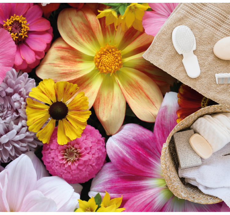 Beautiful realistic arrangement vinyl rug flowers - TenStickers