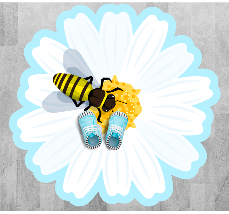 Bee On Daisy vinyl rug flowers - TenStickers