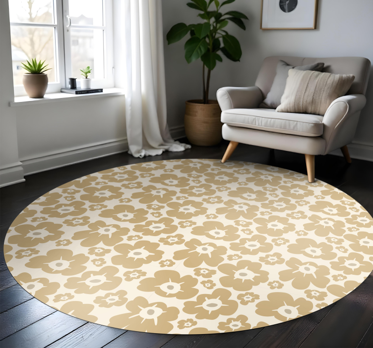 Beige poppies vinyl rug flowers - TenStickers