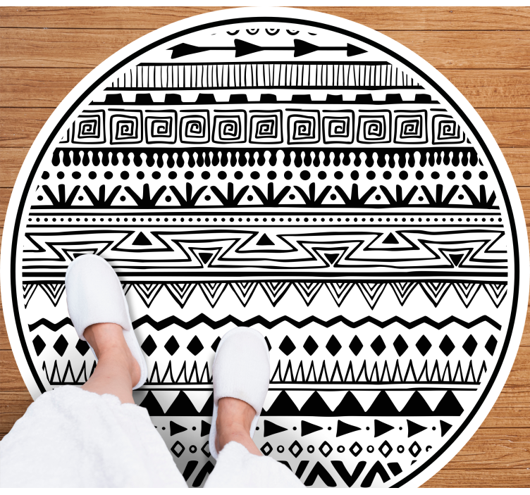 BLACK AND WHITE PATTERNS ethnic vinyl rug - TenStickers