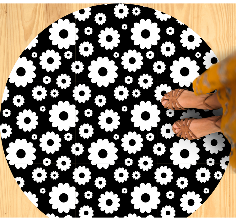 BLACK FLOWER PATTERN vinyl rug flowers - TenStickers