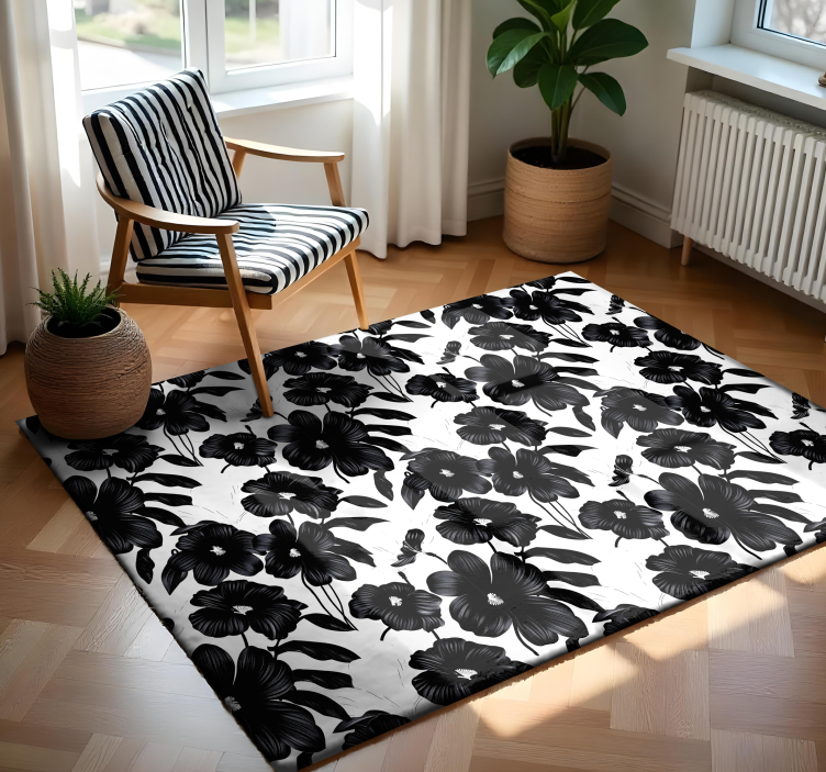 black poppy vinyl rug flowers - TenStickers