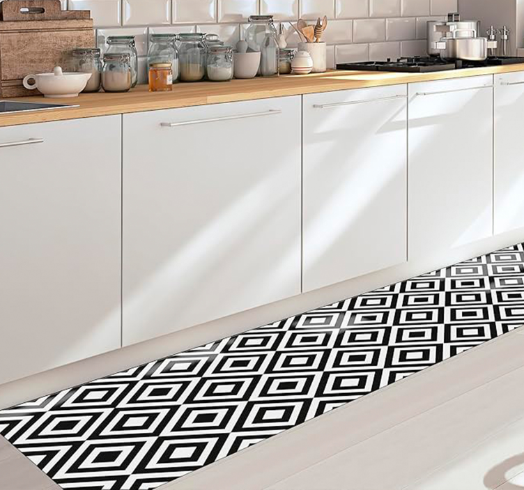 Black & White geometric vinyl rug - TenStickers