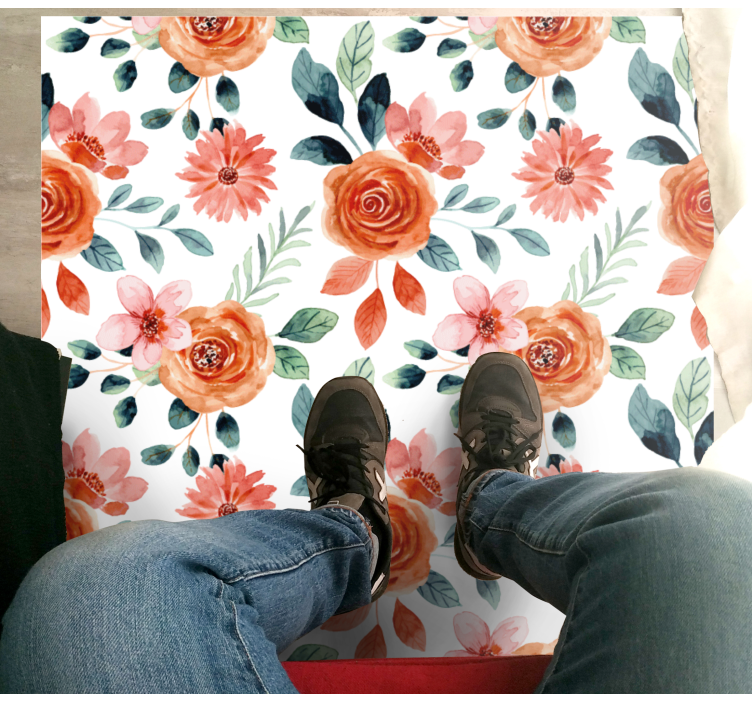 Blooming Delight vinyl rug flowers - TenStickers