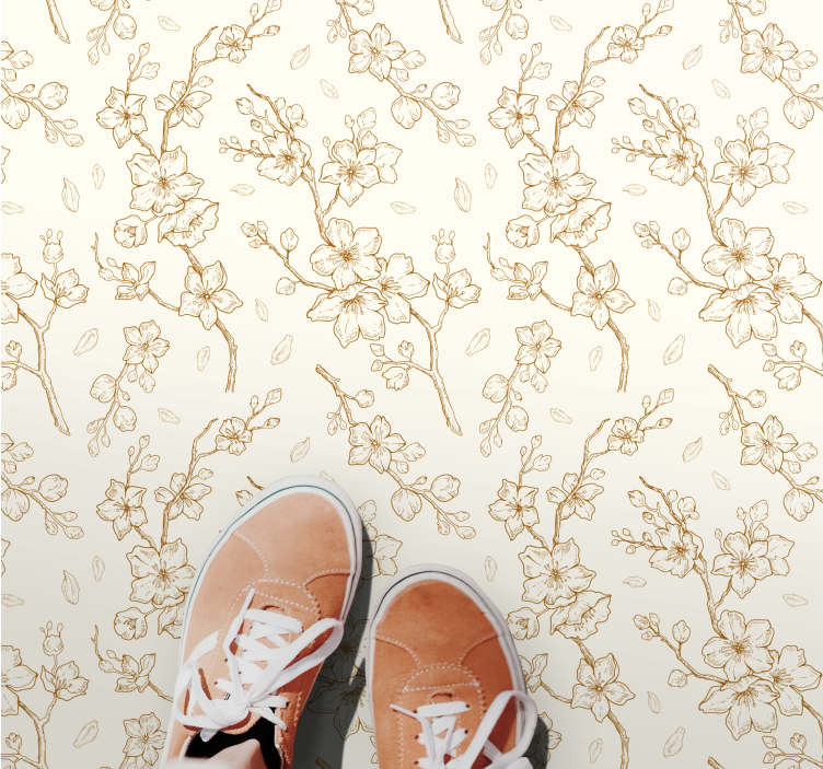 Blossom Branch Pattern vinyl rug flowers - TenStickers
