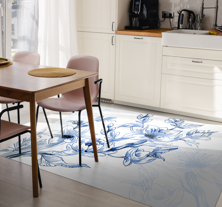 Blue branches nature vinyl rug - TenStickers
