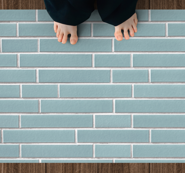 Blue Brick Motif vinyl rug bathroom - TenStickers