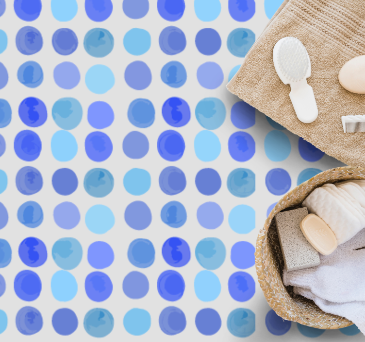 Blue dot pattern vinyl rug bathroom - TenStickers
