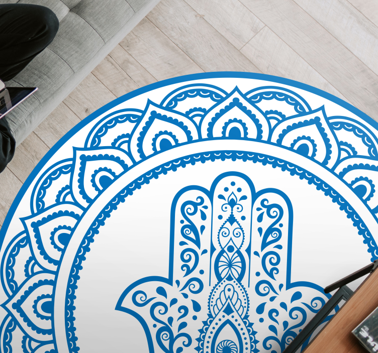 Round Hand of Fatima mandala vinyl rug - TenStickers