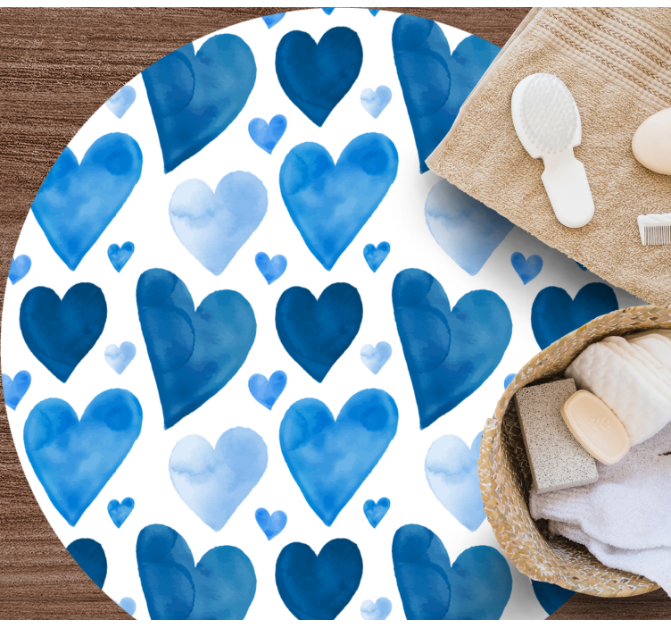 Blue heart pattern teenage bedroom vinyl rug - TenStickers