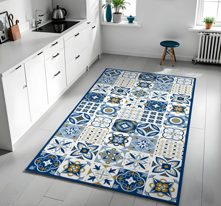 Blue Large Square tile vinyl rug - TenStickers