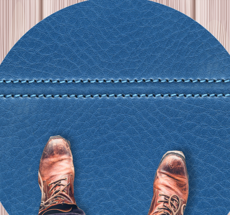 Texture vinyl rug in leather blue effect - TenStickers