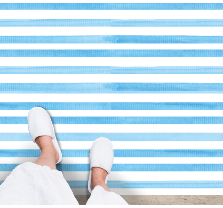 Blue Motif striped vinyl rug - TenStickers