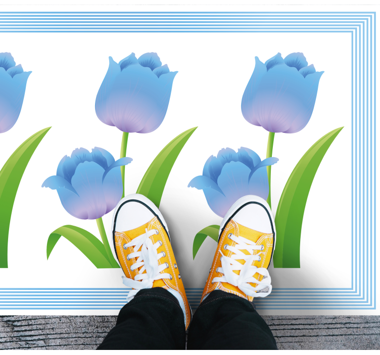 Blue Tulip Display vinyl rug flowers - TenStickers