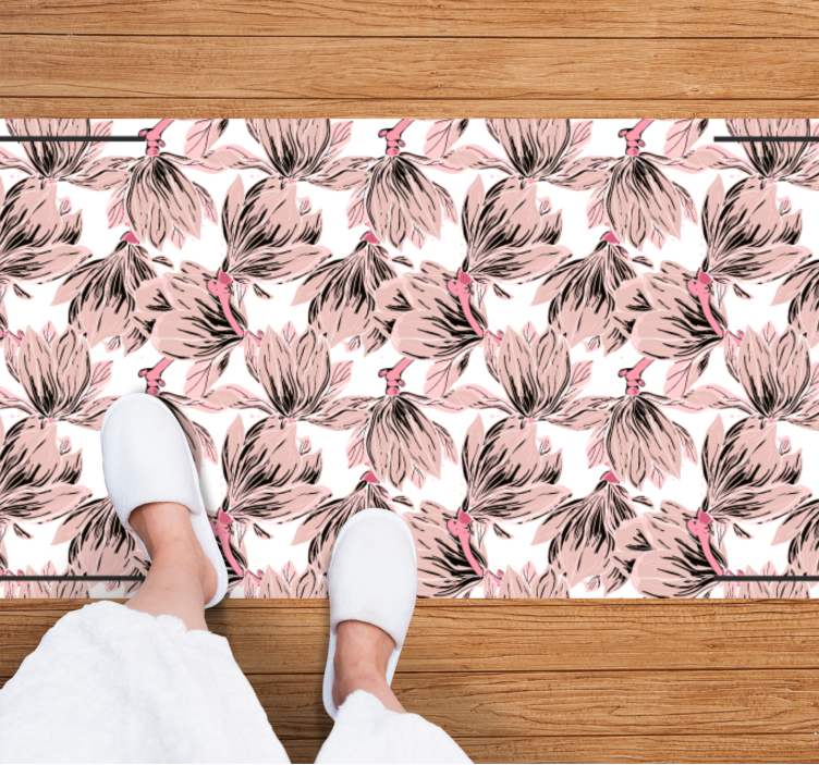 Blush Blossom Motif vinyl rug flowers - TenStickers