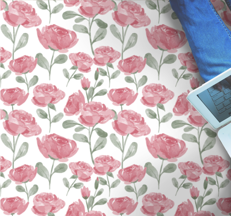 Poppies botanical motif vinyl rug flowers - TenStickers