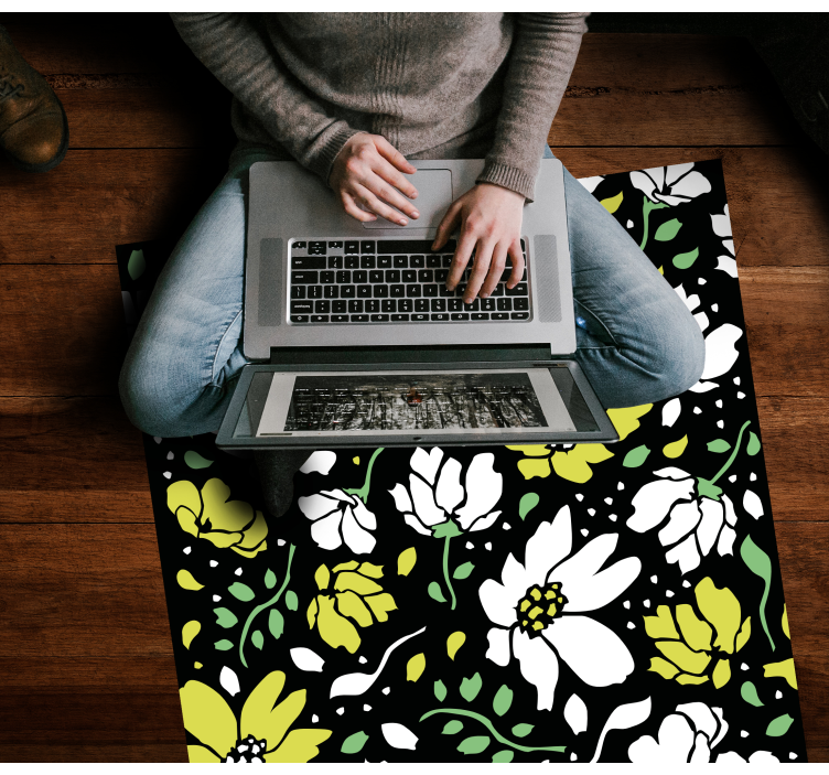 Bold Floral Pattern vinyl rug flowers - TenStickers