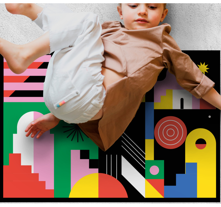 Bold modern shapes geometric vinyl rug - TenStickers