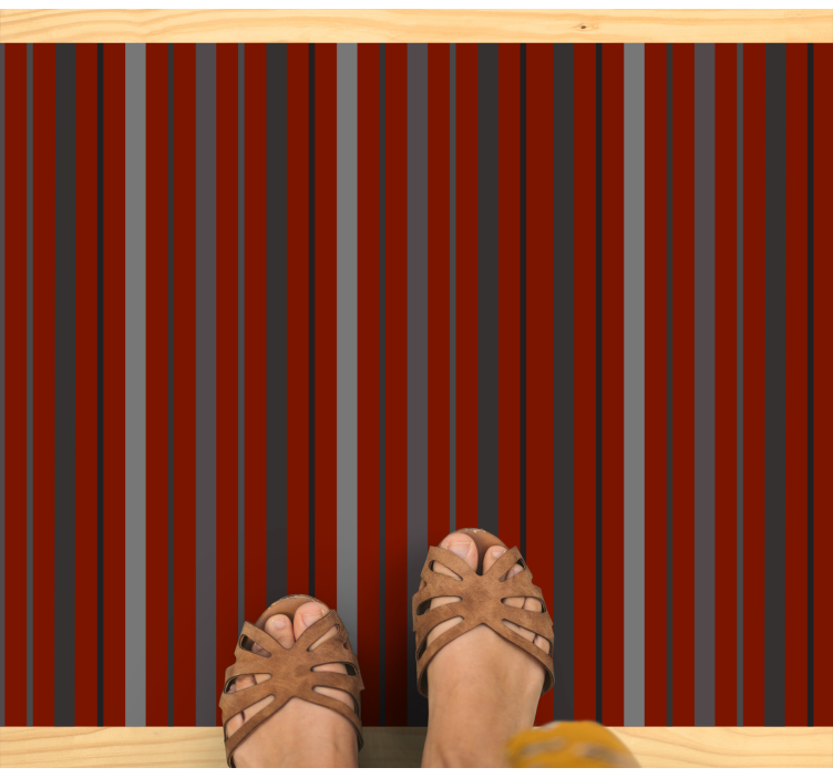 Maroon vertical design striped vinyl rug - TenStickers