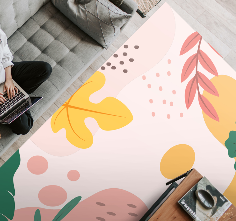 Botanical Abstract vinyl rug flowers - TenStickers