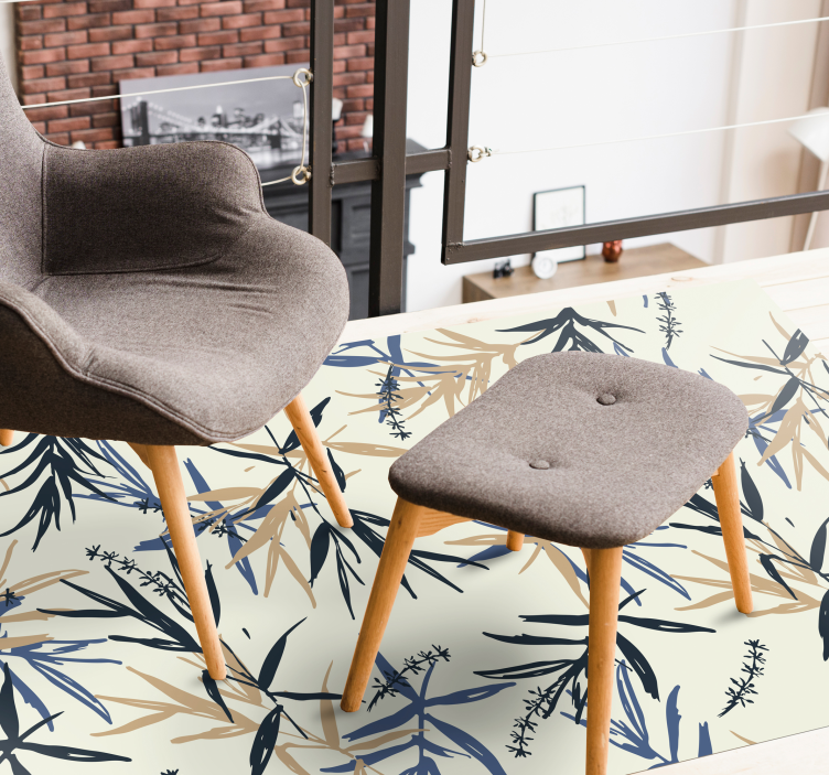 Botanical Bamboo Pattern vinyl rug flowers - TenStickers