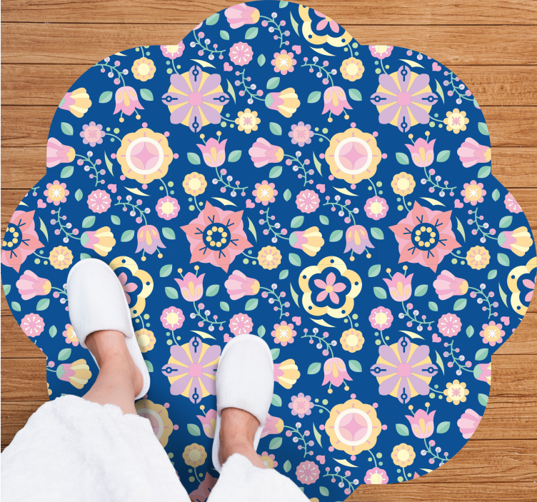 Botanical Bliss vinyl rug flowers - TenStickers