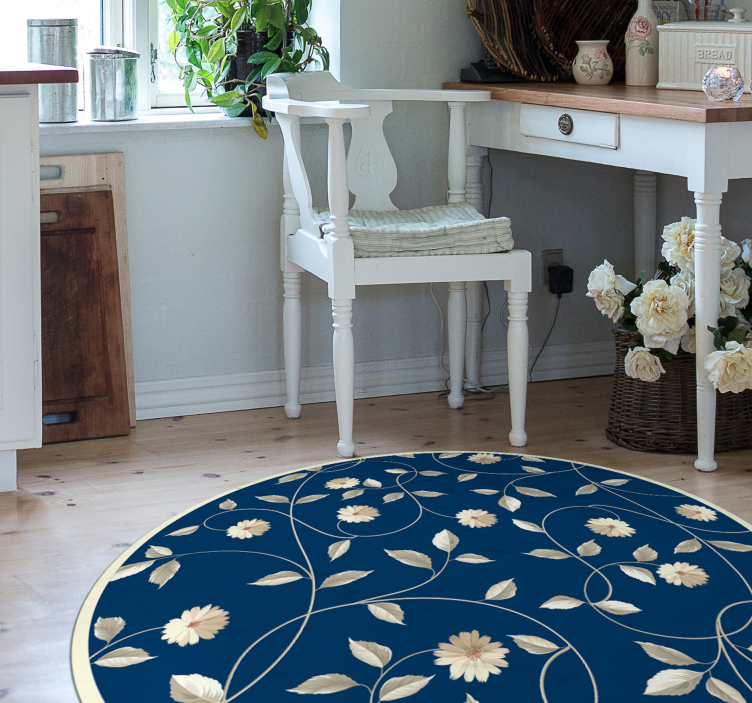 Botanical Bloom Pattern vinyl rug flowers - TenStickers