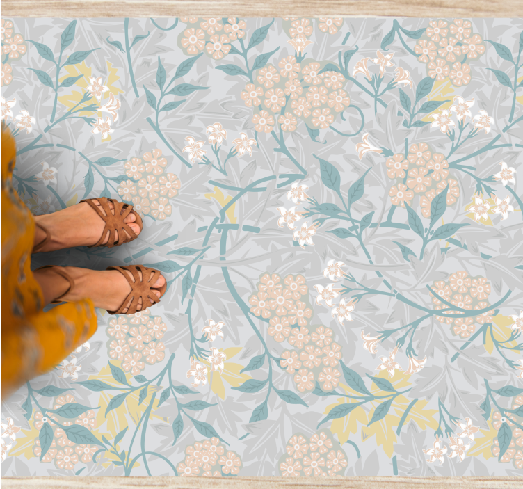 Botanical motif vinyl rug flowers - TenStickers