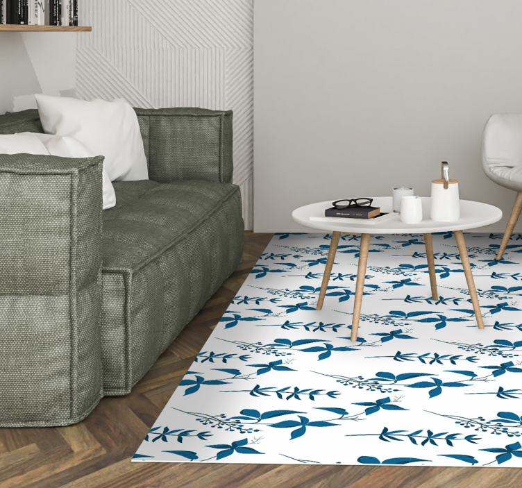 Botanic Motif vinyl rug flowers - TenStickers