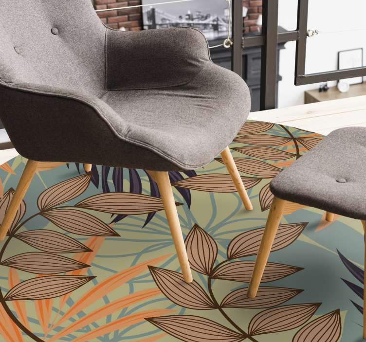 Botanical Foliage Pattern vinyl rug flowers - TenStickers