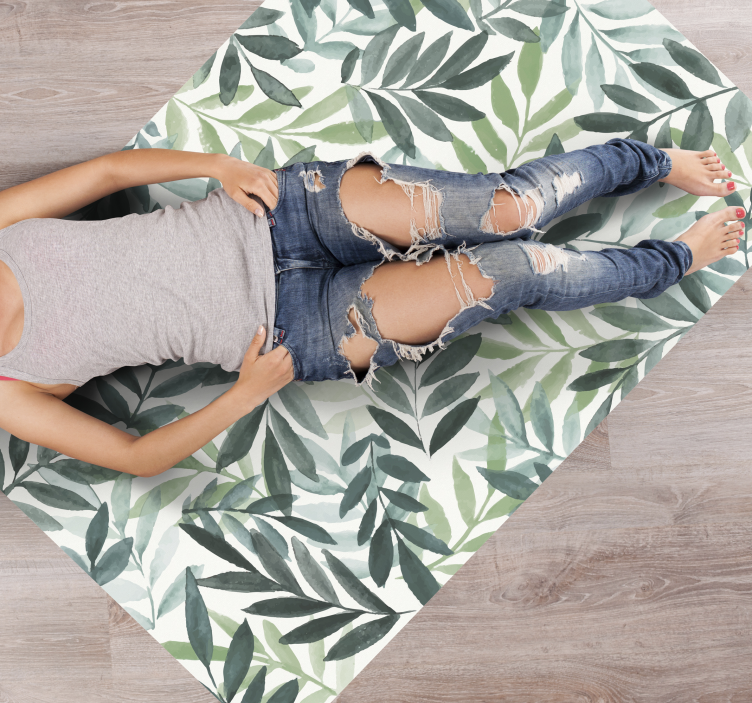 Botanical Foliage vinyl rug flowers - TenStickers